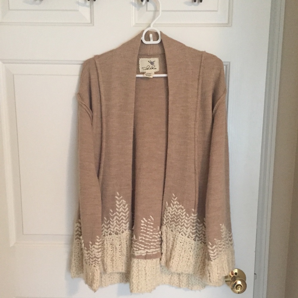 Anthropologie Tabitha Tan & Cream Wool Sweater
